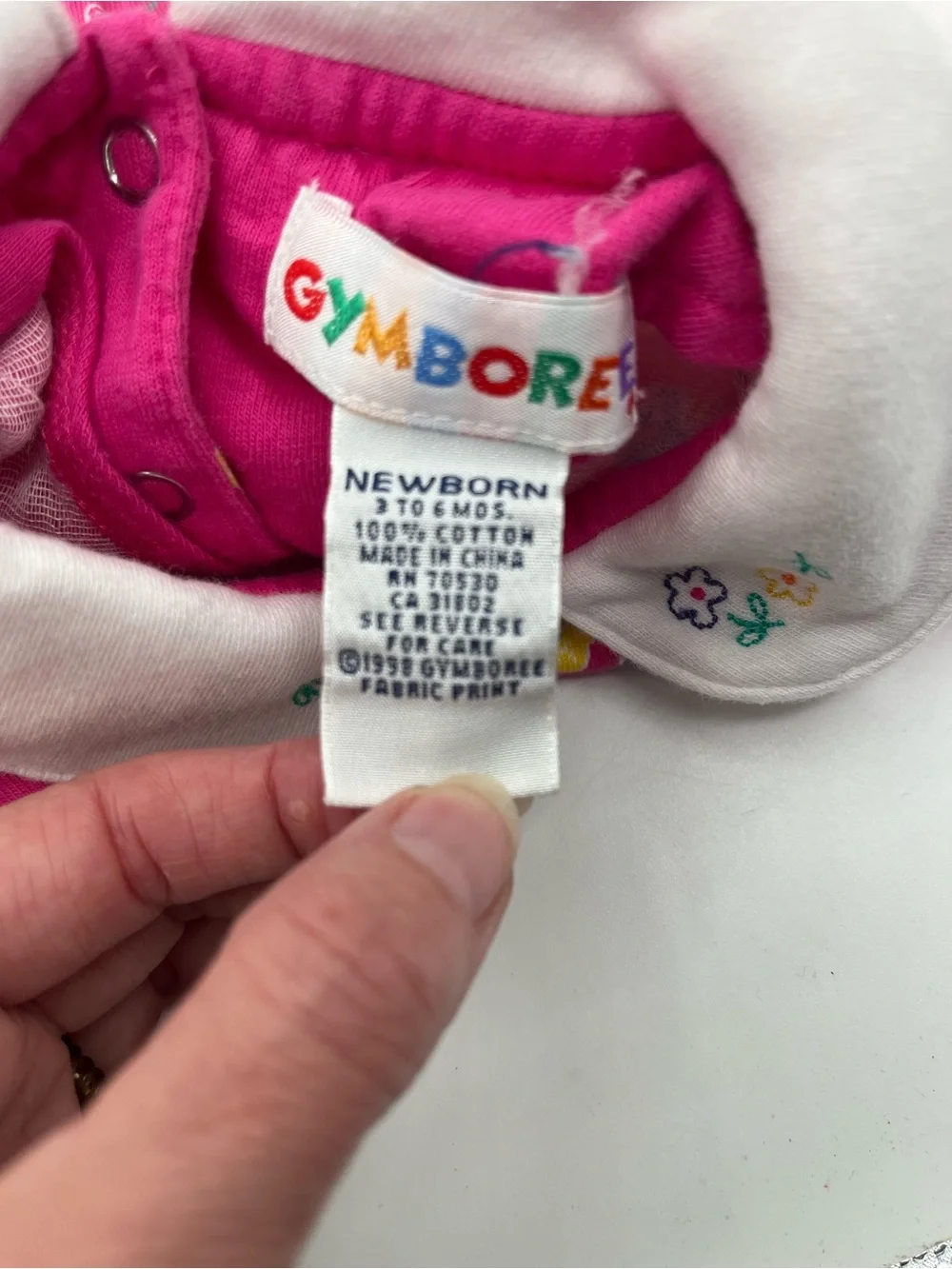Vintage 1998 Gymboree Hot Pink Floral Peter Pan Collar One-Piece
